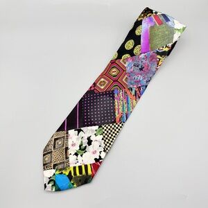 Santostefano for Bertini Vintage Rare 100% Silk Multicolor Patchwork Tie